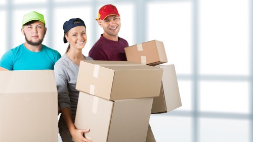 Packed home belongings ready for household storage in Clapham