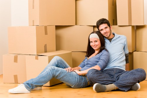 Relocation service in Clapham preparing boxes for transport