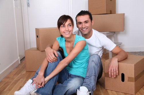 Organized boxes and furniture in a Clapham storage space