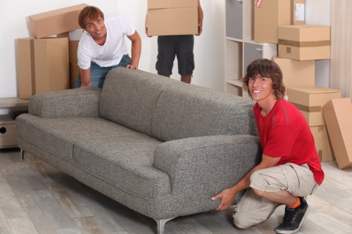 Boxes and household items prepared for a Clapham move