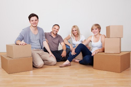 Packed moving boxes ready for removals in Clapham